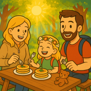 Pannenkoeken eten na het wandelen